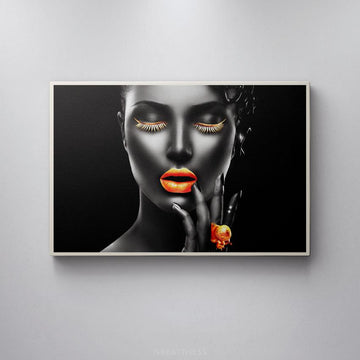 Discover Women Canvas Wall Art, Gold Dream - Elegant Women Red Lips Canvas Art, GOLD DREAM by Original Greattness™ Canvas Wall Art Print