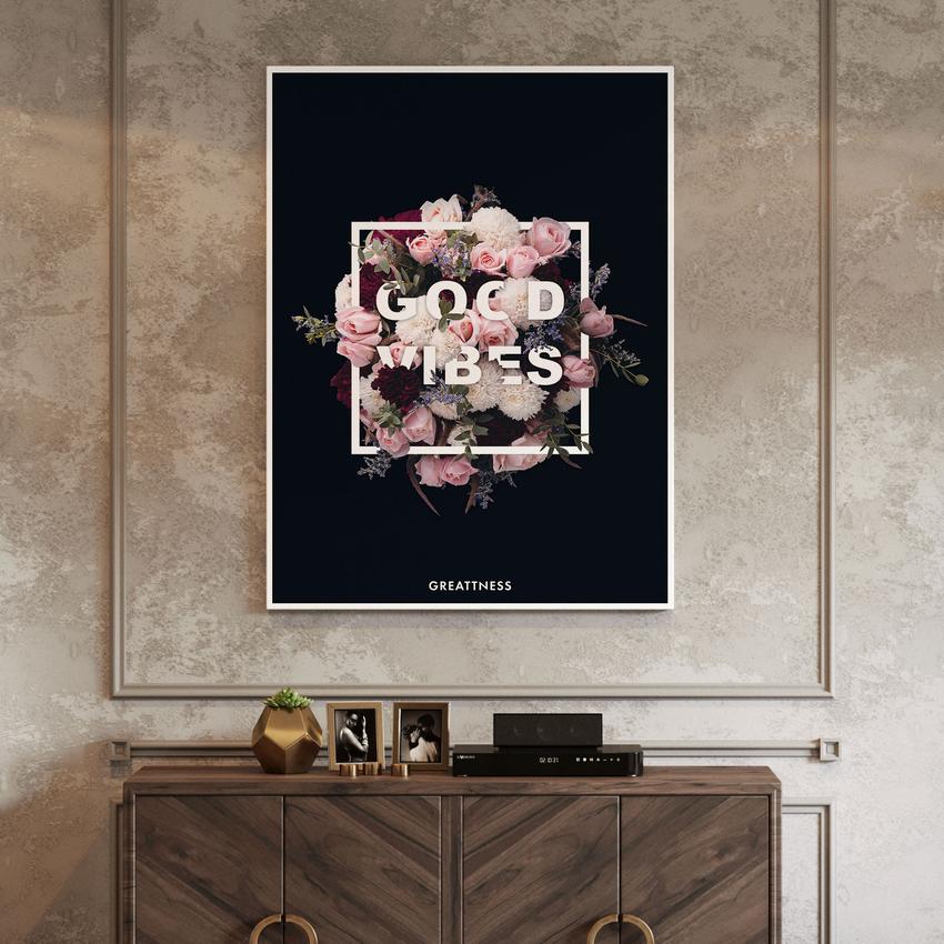 Discover Motivational Canvas Art, Good Vibes (Rose Edition) Canvas Art | Artwork for Gym or Office, GOOD VIBES (ROSE EDITION) by Original Greattness™ Canvas Wall Art Print