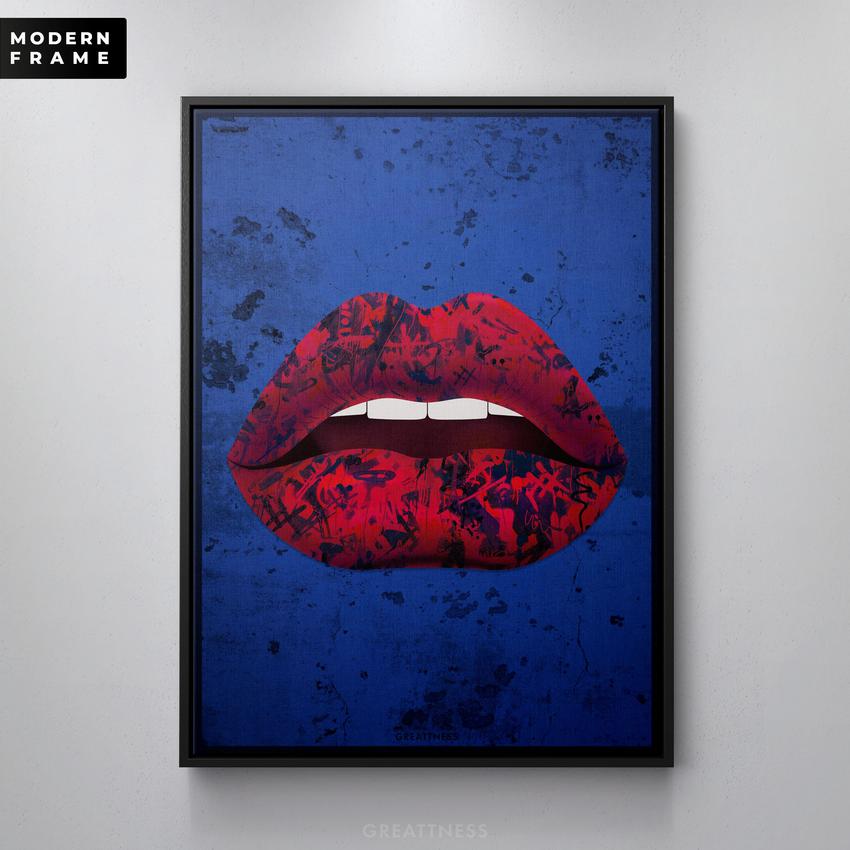 Discover Lips Canvas Wall Art, Grunge Lips Canvas Art, Modern Pop Art Lips Sign Print, GRUNGE LIPS by Original Greattness™ Canvas Wall Art Print