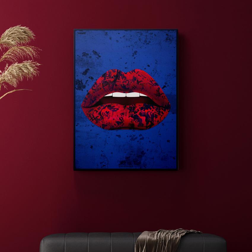 Discover Lips Canvas Wall Art, Grunge Lips Canvas Art, Modern Pop Art Lips Sign Print, GRUNGE LIPS by Original Greattness™ Canvas Wall Art Print