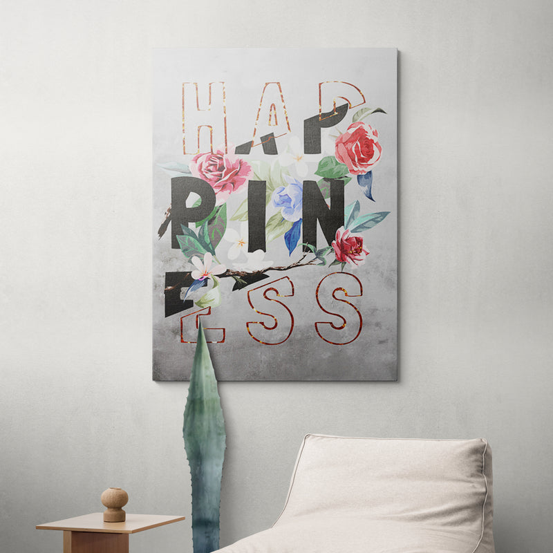 Discover Motivational Canvas Art, Motivational Quote Sign Happiness Canvas Wall Art, HAPPINESS ROSE CANVAS by Original Greattness™ Canvas Wall Art Print