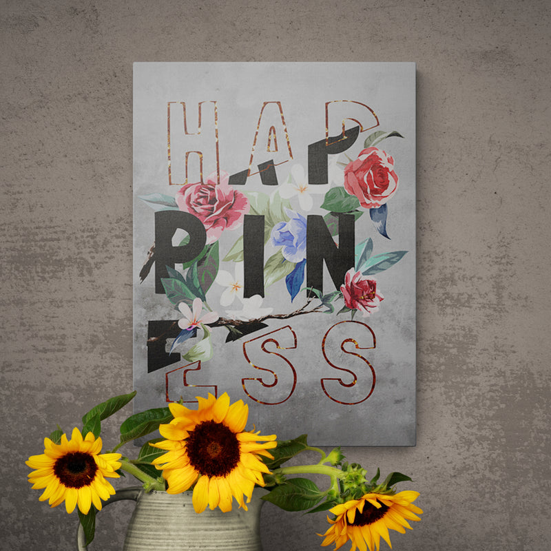 Discover Motivational Canvas Art, Motivational Quote Sign Happiness Canvas Wall Art, HAPPINESS ROSE CANVAS by Original Greattness™ Canvas Wall Art Print