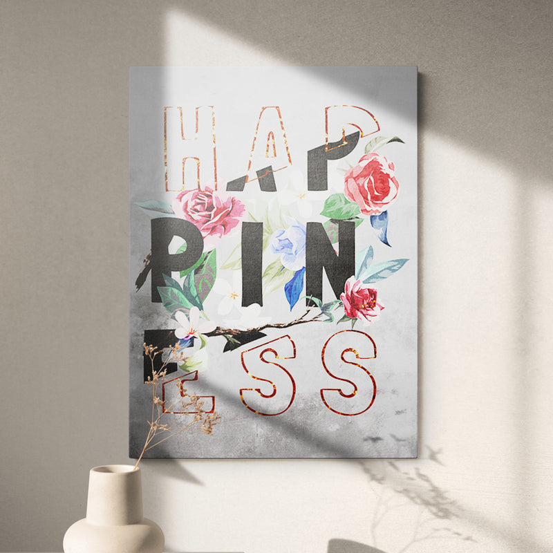 Discover Motivational Canvas Art, Motivational Quote Sign Happiness Canvas Wall Art, HAPPINESS ROSE CANVAS by Original Greattness™ Canvas Wall Art Print