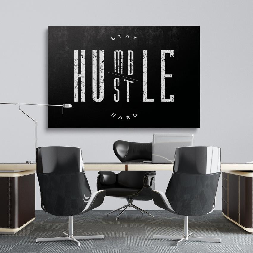 Discover Motivational Workspace Wall Art, Humble Hustle Quote Motivational Canvas Art, HUMBLE HUSTLE by Original Greattness™ Canvas Wall Art Print