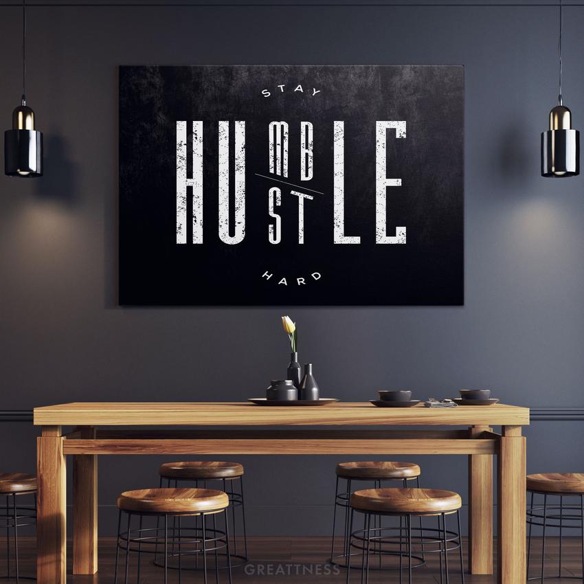 Discover Motivational Workspace Wall Art, Humble Hustle Quote Motivational Canvas Art, HUMBLE HUSTLE by Original Greattness™ Canvas Wall Art Print