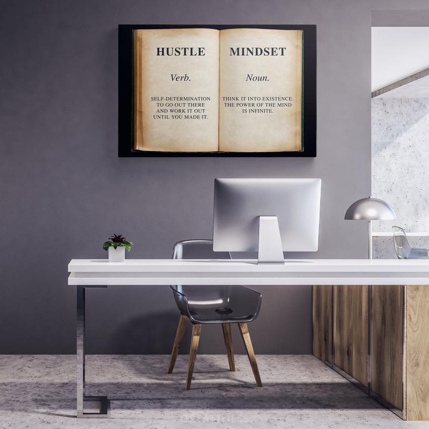 Discover Motivational Canvas Wall Art, Hustle Book Motivational Artwork for Office or Home, HUSTLE BOOK by Original Greattness™ Canvas Wall Art Print