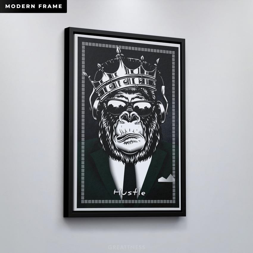 Discover Motivational Canvas Art, Hustle Monkey Canvas Wall Art, HUSTLE MONKEY by Original Greattness™ Canvas Wall Art Print