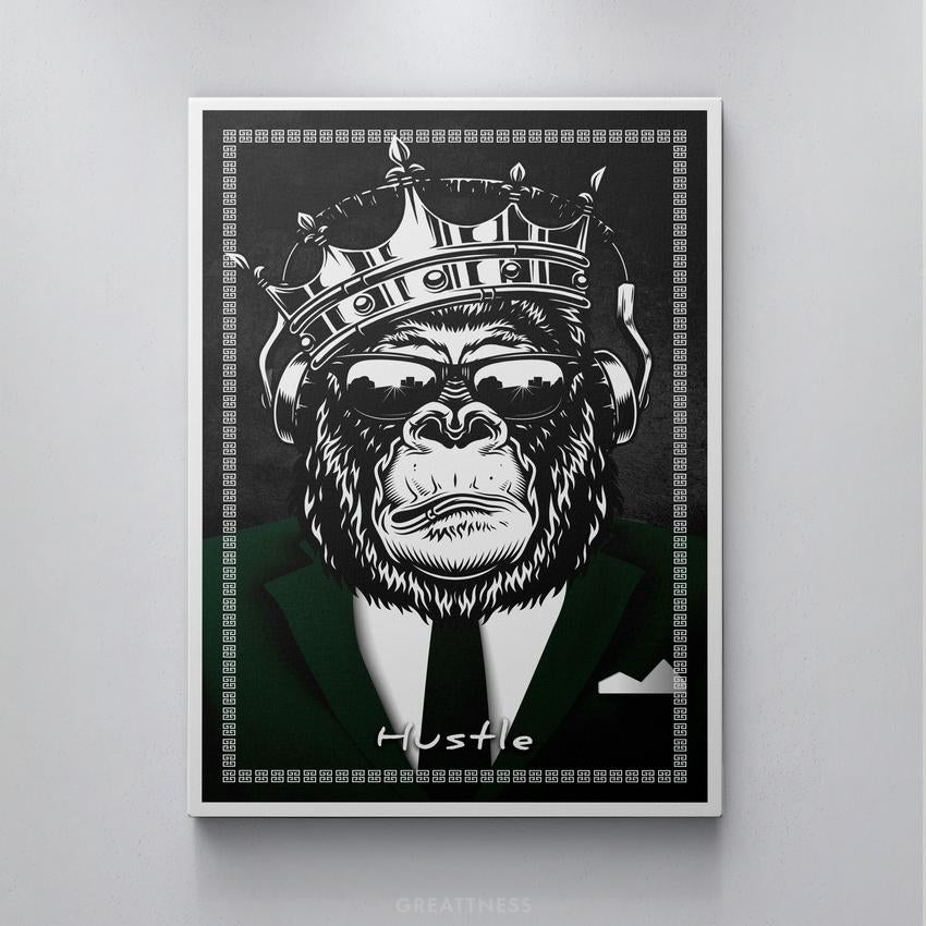 Discover Motivational Canvas Art, Hustle Monkey Canvas Wall Art, HUSTLE MONKEY by Original Greattness™ Canvas Wall Art Print