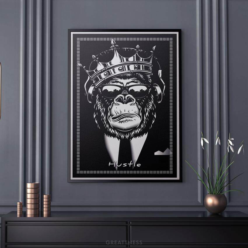 Discover Motivational Canvas Art, Hustle Monkey Canvas Wall Art, HUSTLE MONKEY by Original Greattness™ Canvas Wall Art Print