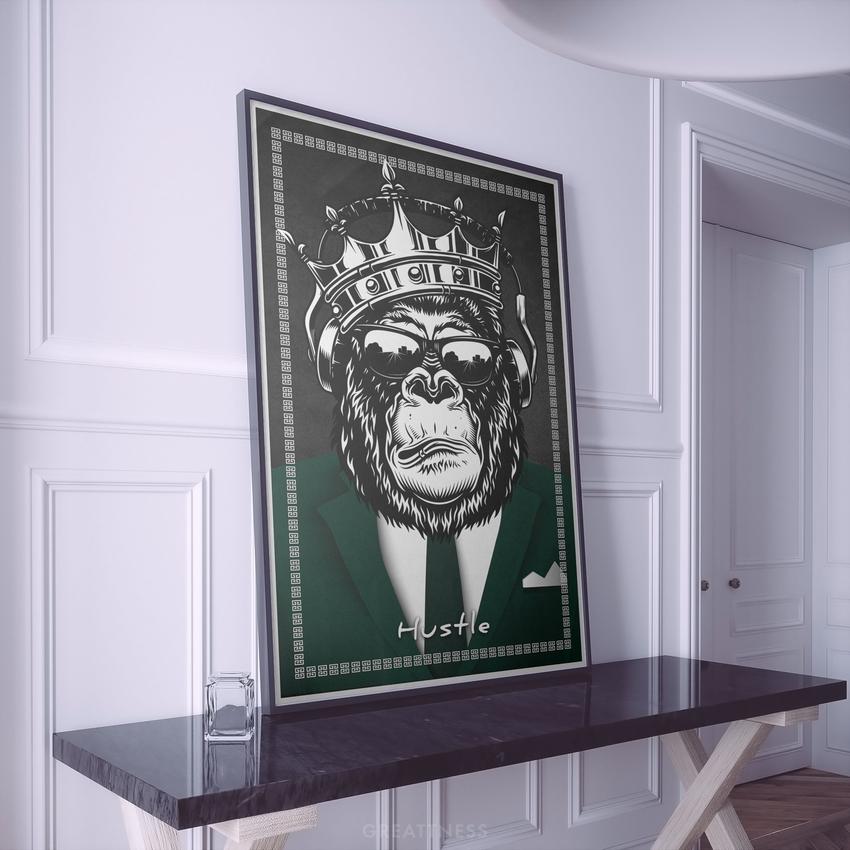 Discover Motivational Canvas Art, Hustle Monkey Canvas Wall Art, HUSTLE MONKEY by Original Greattness™ Canvas Wall Art Print