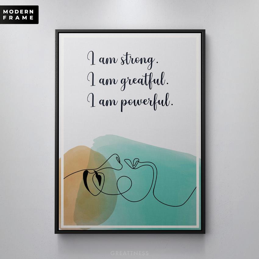 Discover Greattness Original, Women Yoga Quote Sign Poster Motivational Canvas Wall Art, I AM STRONG, GREATFUL & POWERFUL by Original Greattness™ Canvas Wall Art Print