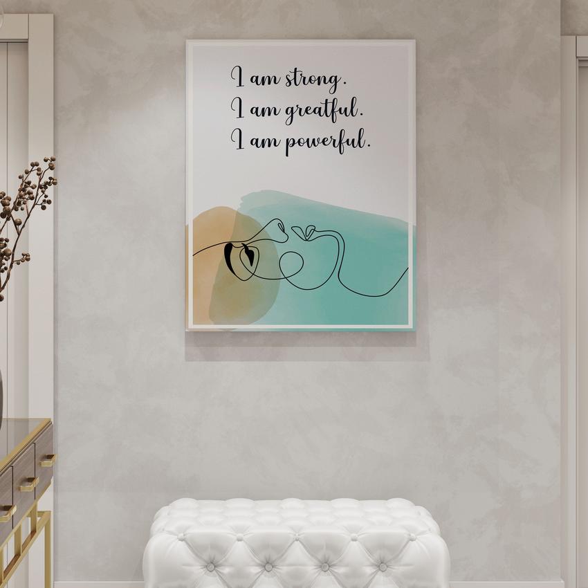 Discover Greattness Original, Women Yoga Quote Sign Poster Motivational Canvas Wall Art, I AM STRONG, GREATFUL & POWERFUL by Original Greattness™ Canvas Wall Art Print