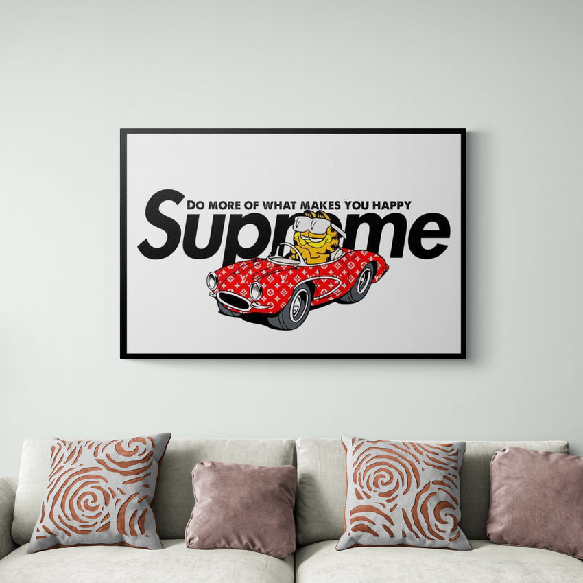 Discover Garfield Supreme Wall Art, Leader Garfield, Supreme Garfield Canvas Wall Art Print, LEADER GARFIELD by Original Greattness™ Canvas Wall Art Print