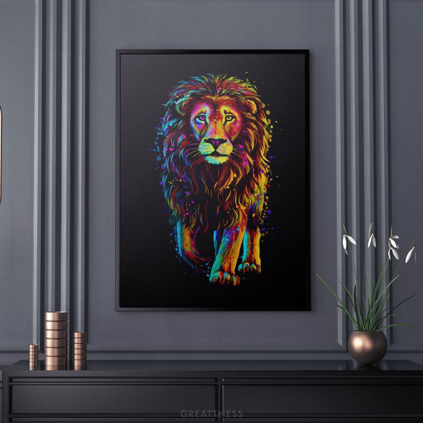 Discover Motivational Lion Canvas Art, Lion Aura, Inspirational Abstract Colorful Canvas Art, LION AURA by Original Greattness™ Canvas Wall Art Print