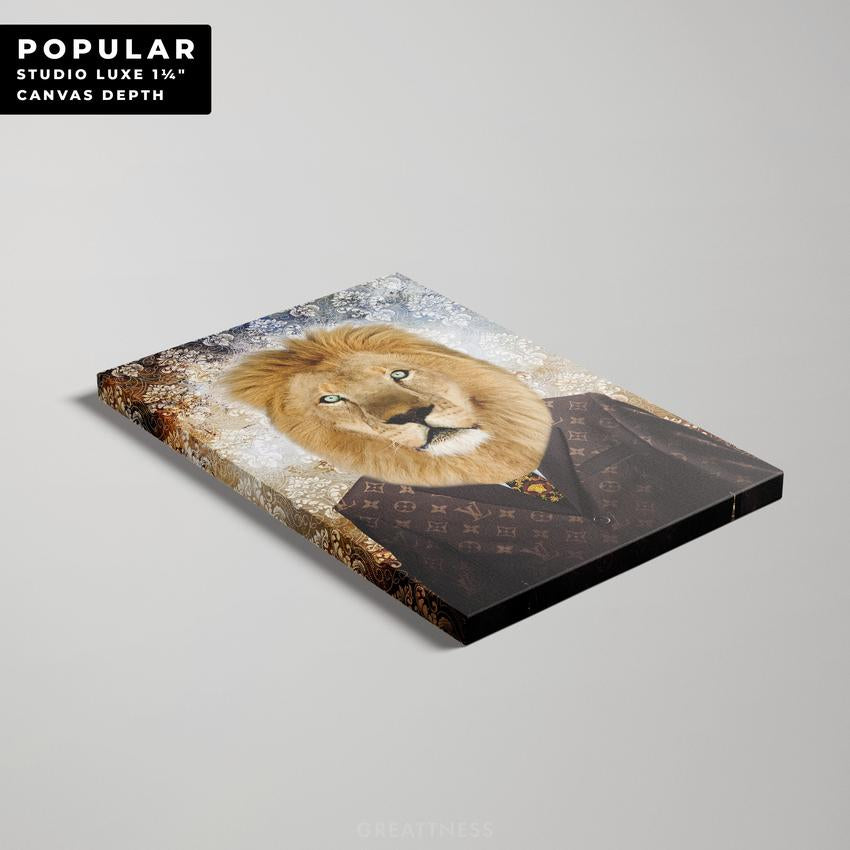 Discover Lion Suit Canvas Art, Louis Vuitton LV Lion Suit Canvas Wall Art, Louis Vuitton LION by Original Greattness™ Canvas Wall Art Print