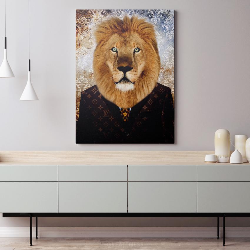 Discover Lion Suit Canvas Art, Louis Vuitton LV Lion Suit Canvas Wall Art, Louis Vuitton LION by Original Greattness™ Canvas Wall Art Print