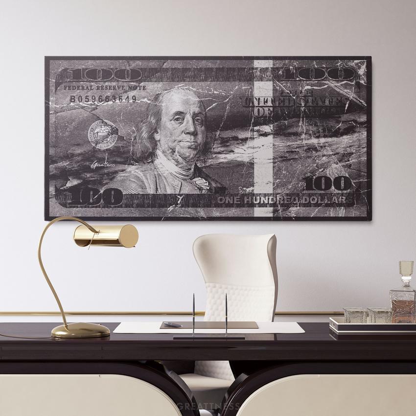 Discover Shop Money Canvas Art, Marble x Dollar Money 100 Bill Wall Art, MARBLE X DOLLAR by Original Greattness™ Canvas Wall Art Print