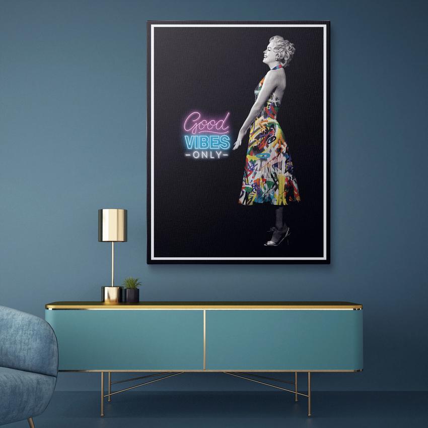 Discover Marilyn Monroe Canvas Wall Art, Marilyn Monroe Black Canvas Wall Art Decor for Home, Marilyn Monroe Good Vibes by Original Greattness™ Canvas Wall Art Print