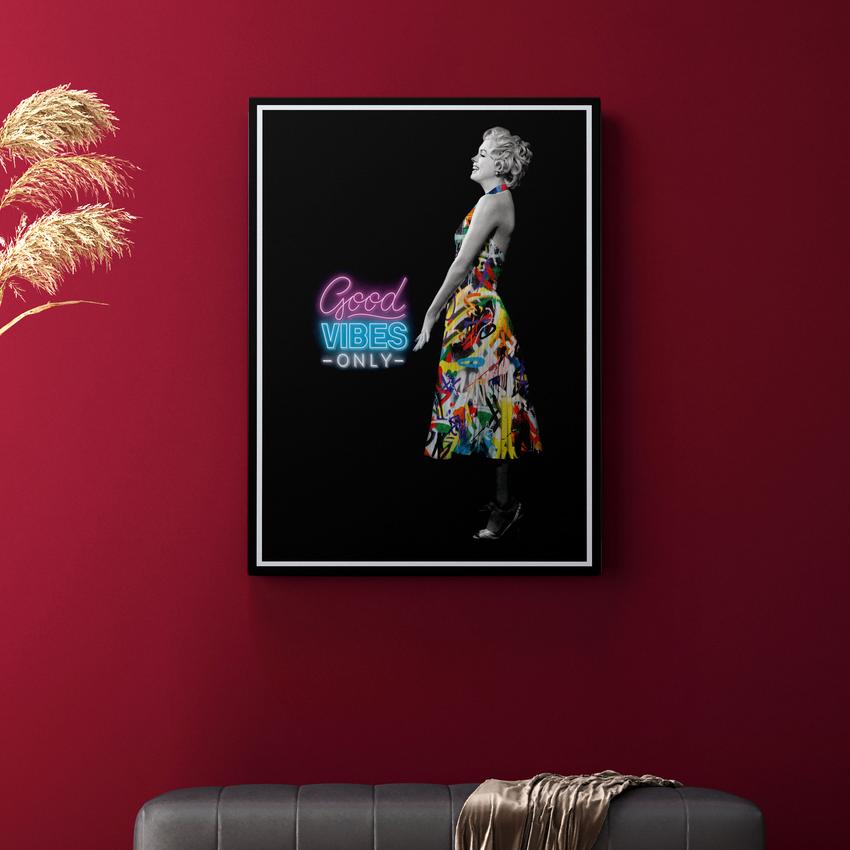 Discover Marilyn Monroe Canvas Wall Art, Marilyn Monroe Black Canvas Wall Art Decor for Home, Marilyn Monroe Good Vibes by Original Greattness™ Canvas Wall Art Print