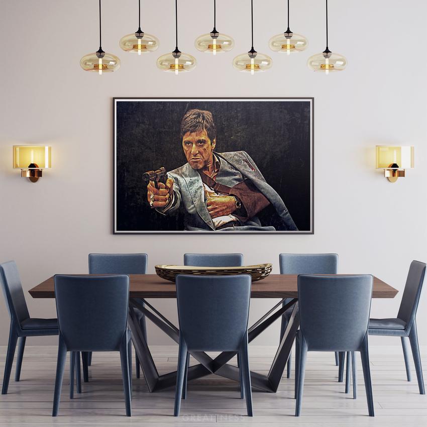 Discover Tony Montana Canvas Wall Art, Montagun Scarface Iconic Canvas Wall Art, MONTAGUN by Original Greattness™ Canvas Wall Art Print