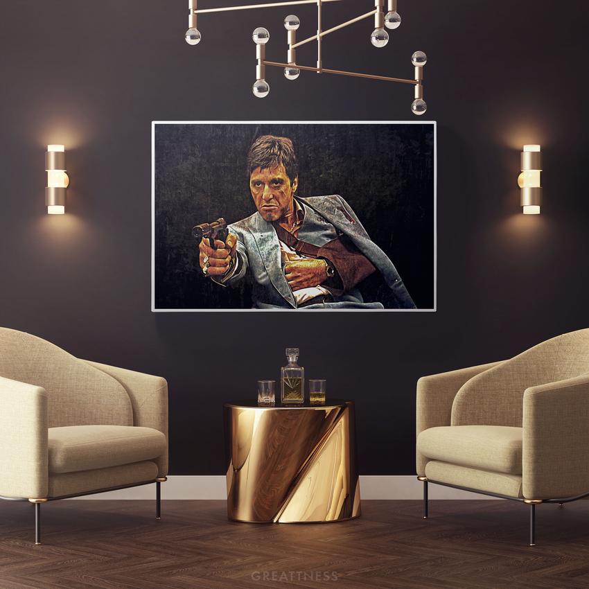 Discover Tony Montana Canvas Wall Art, Montagun Scarface Iconic Canvas Wall Art, MONTAGUN by Original Greattness™ Canvas Wall Art Print