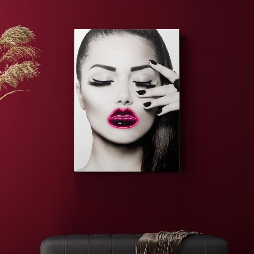 Discover Elegant Women Canvas Art, Neon Kiss Sexy Women Photography Canvas Wall Art, NEON WOMEN KISS by Original Greattness™ Canvas Wall Art Print