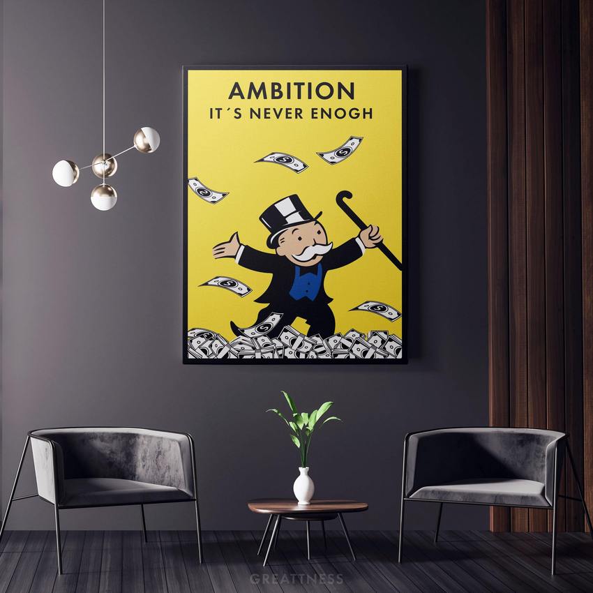 Discover Motivational Canvas Art, Ambition is Never Enough Canvas Art | Motivational Money Canvas Art , AMBITION ITS NEVER ENOUGH by Original Greattness™ Canvas Wall Art Print