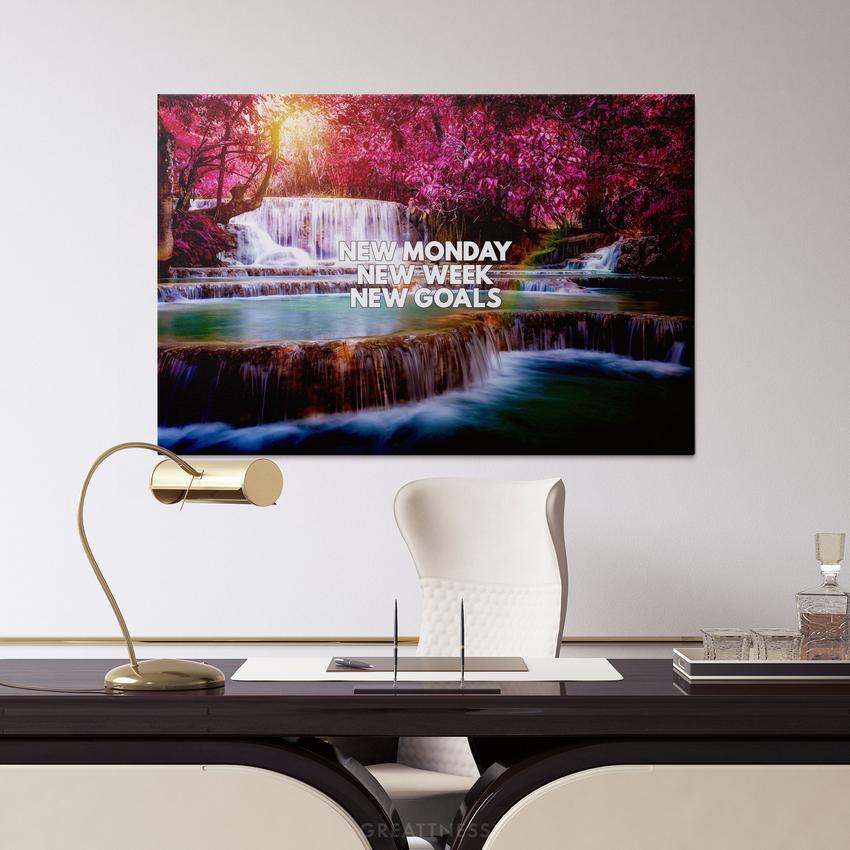 Discover Motivational Workspace Wall Art, Motivational Purple Canvas Wall Art for Office, NEW GOALS by Original Greattness™ Canvas Wall Art Print