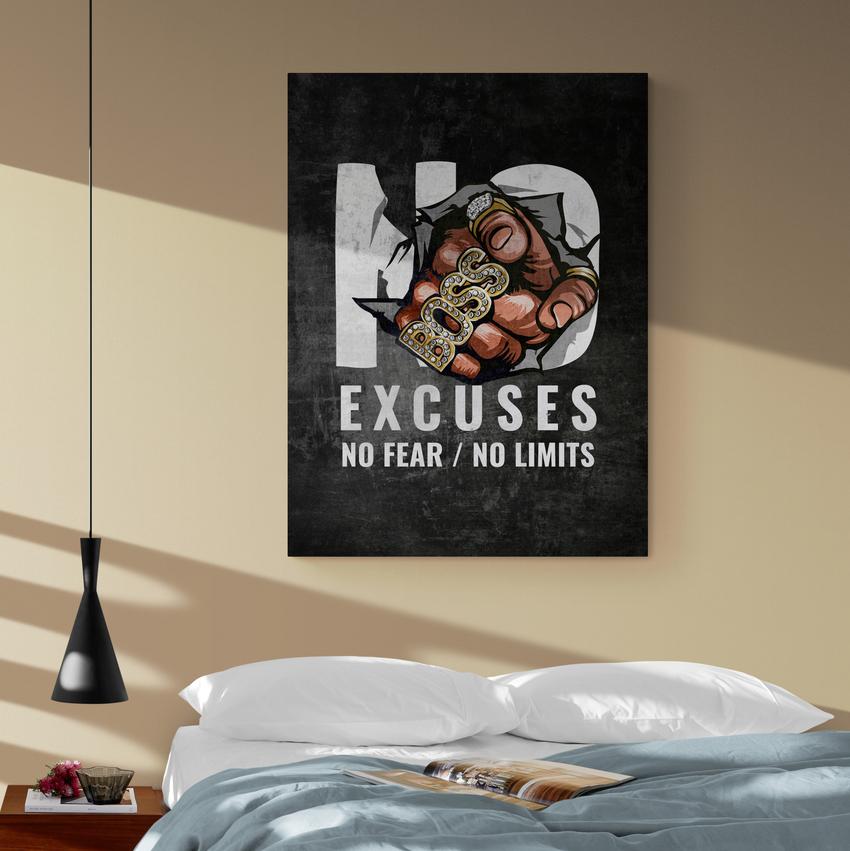 Discover Motivational Canvas Art, No Excuses Motivational Canvas Wall Art, NO EXCUSES CANVAS by Original Greattness™ Canvas Wall Art Print