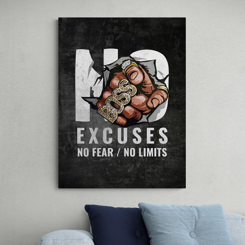 Discover Motivational Canvas Art, No Excuses Motivational Canvas Wall Art, NO EXCUSES CANVAS by Original Greattness™ Canvas Wall Art Print