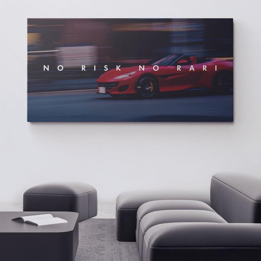 Discover Motivational Cars Wall Art, No Risk no Rari, Ferrari Sports Car, Motivational Canvas Art, NO RISK NO RARI by Original Greattness™ Canvas Wall Art Print