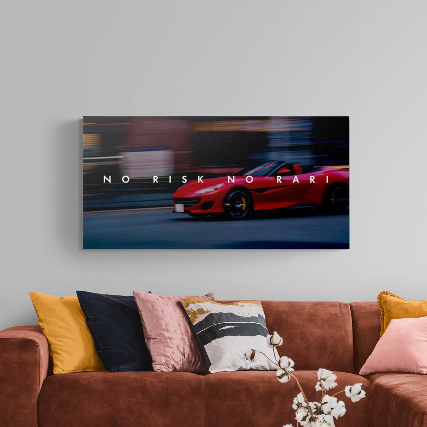 Discover Motivational Cars Wall Art, No Risk no Rari, Ferrari Sports Car, Motivational Canvas Art, NO RISK NO RARI by Original Greattness™ Canvas Wall Art Print