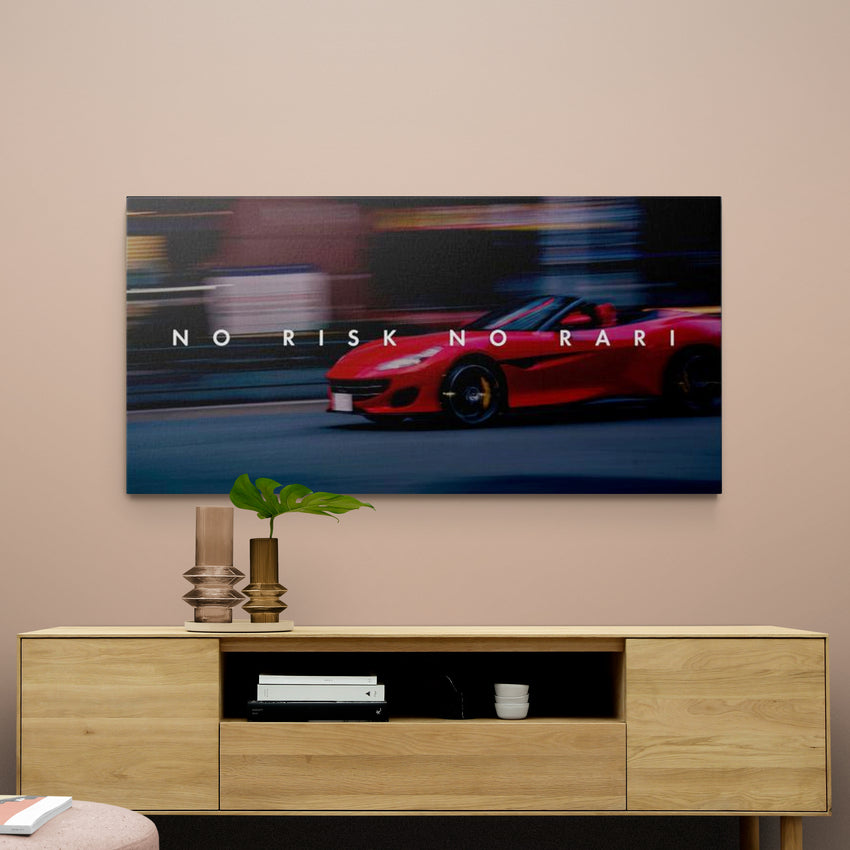 Discover Motivational Cars Wall Art, No Risk no Rari, Ferrari Sports Car, Motivational Canvas Art, NO RISK NO RARI by Original Greattness™ Canvas Wall Art Print