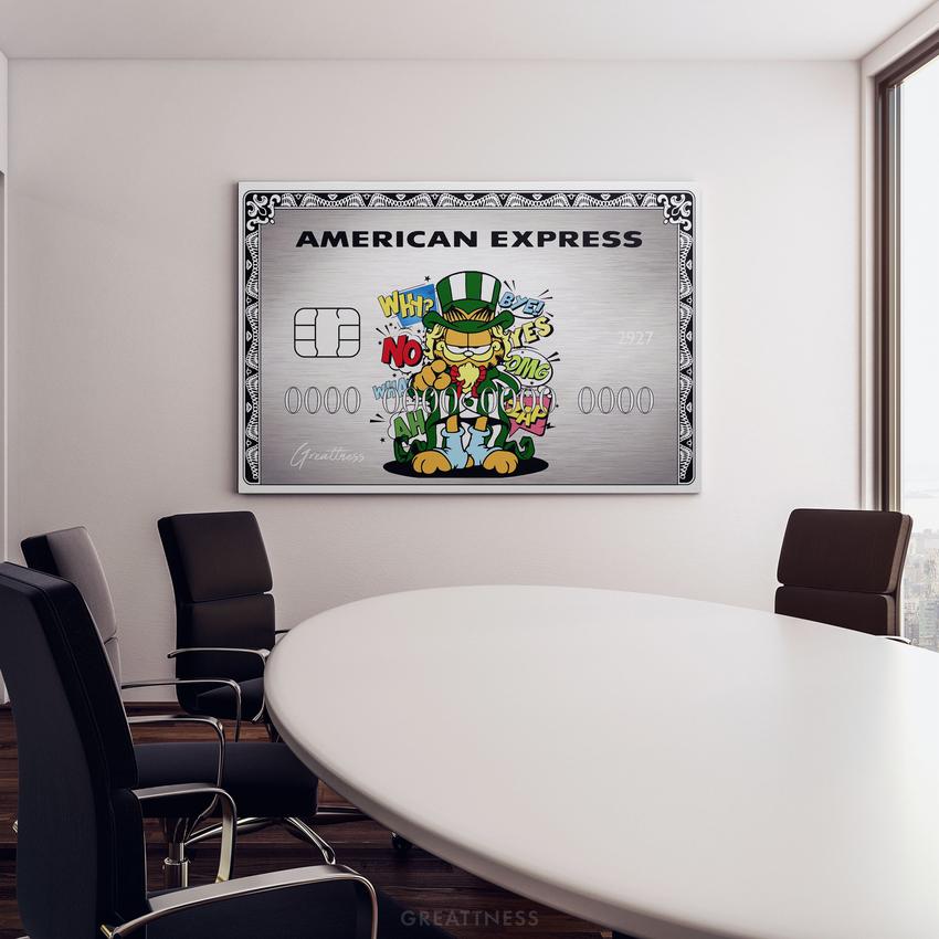 Discover Garfield Amex Card Canvas Art, Garfield American Express Canvas Wall Art, PLATINUM GARFIELD AMEX by Original Greattness™ Canvas Wall Art Print