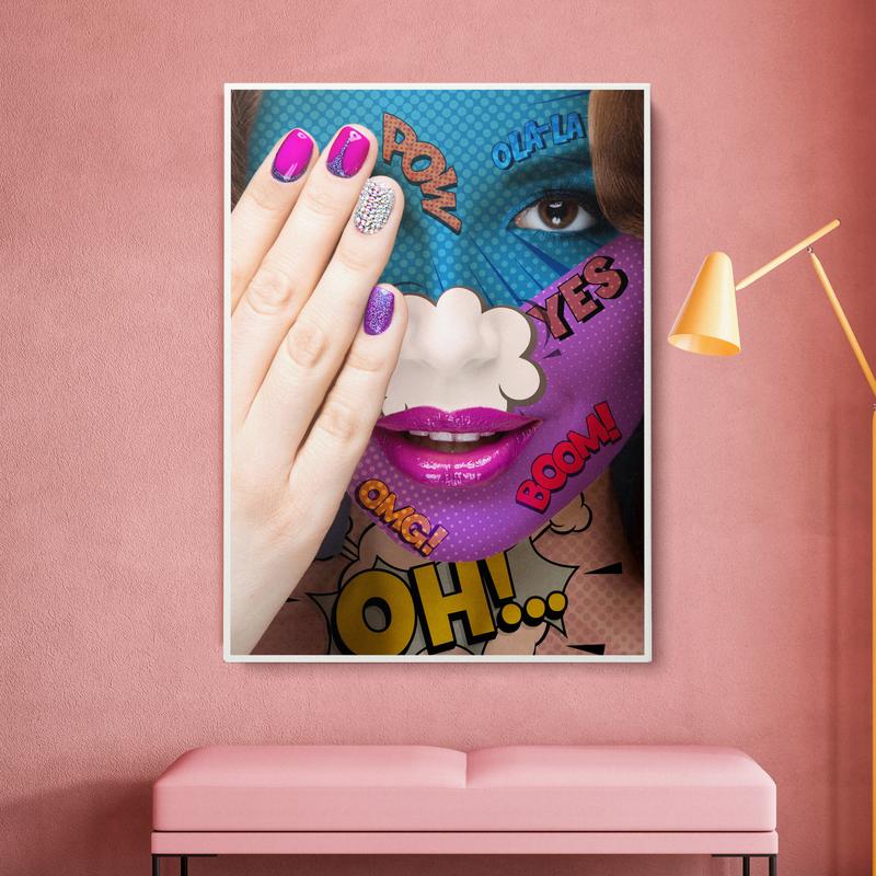 Discover Shop Pop Art Wall Art, Pop Art Comic Woman WOW Omg Shock Comic Style Wall Art, POP ART GIRL by Original Greattness™ Canvas Wall Art Print