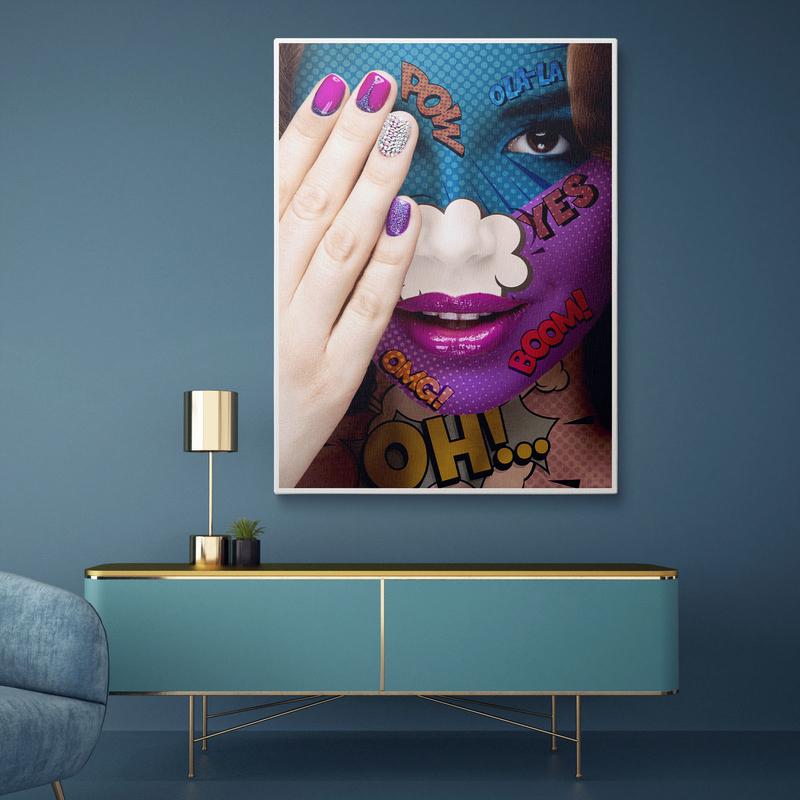 Discover Shop Pop Art Wall Art, Pop Art Comic Woman WOW Omg Shock Comic Style Wall Art, POP ART GIRL by Original Greattness™ Canvas Wall Art Print