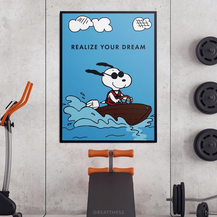 Discover Shop Peanuts Snoopy Wall Art, Peanuts Snoopy Motivational Canvas Prints & Wall Art, SNOOPY REALIZE YOUR DREAM by Original Greattness™ Canvas Wall Art Print