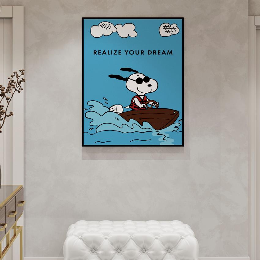 Discover Shop Peanuts Snoopy Wall Art, Peanuts Snoopy Motivational Canvas Prints & Wall Art, SNOOPY REALIZE YOUR DREAM by Original Greattness™ Canvas Wall Art Print