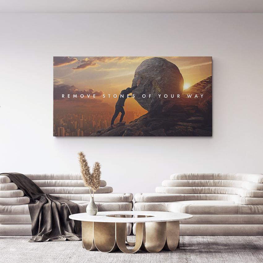 Discover Motivational Canvas Art, Remove Stones of Your Way Canvas Prints & Wall Art, REMOVE STONES by Original Greattness™ Canvas Wall Art Print