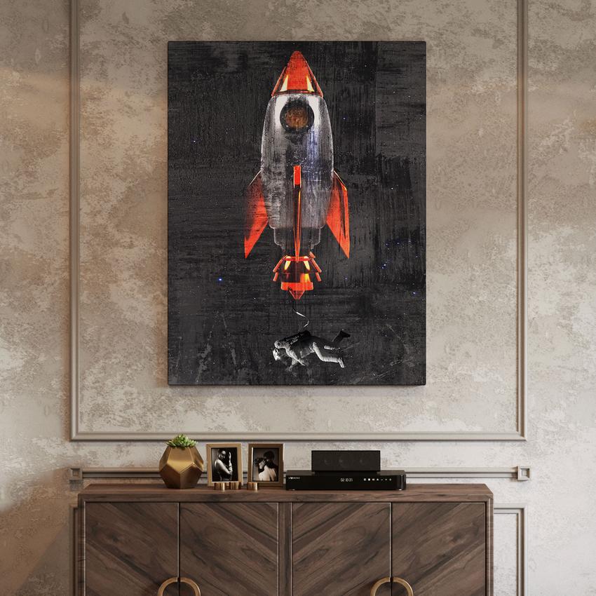 Discover Motivational Canvas Art, Rocket Capsule Painting Space Black Canvas Art, ROCKET CAPSULE by Original Greattness™ Canvas Wall Art Print