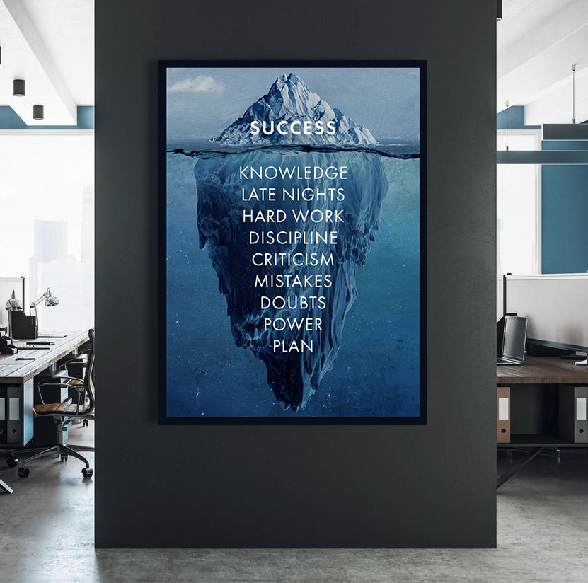 Discover Shop Success Office Canvas Art, Success Iceberg Inspirational Canvas Art Prints Gift, SUCCESS ICEBERG by Original Greattness™ Canvas Wall Art Print