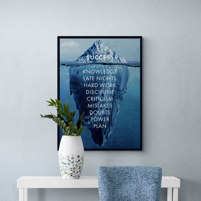 Discover Shop Success Office Canvas Art, Success Iceberg Inspirational Canvas Art Prints Gift, SUCCESS ICEBERG by Original Greattness™ Canvas Wall Art Print