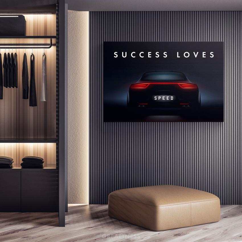 Discover Shop Cars Quote Wall Art, Success Loves Speed, Porsche Sports Car Art, SUCCESS SPEED PORSCHE by Original Greattness™ Canvas Wall Art Print