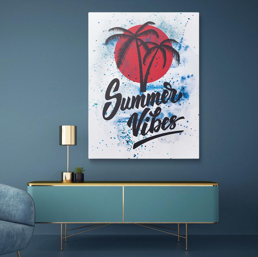 Discover Shop Quote Canvas Art, Summer Vibes Palm Quote Painting Artwork, SUMMER VIBES PALM by Original Greattness™ Canvas Wall Art Print