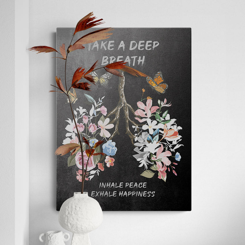 Discover Shop Quote Wall Art, Take a Deep Breath Meditation Quote Motivational Canvas Art, TAKE A DEEP BREATH by Original Greattness™ Canvas Wall Art Print