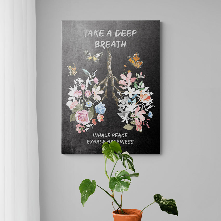 Discover Shop Quote Wall Art, Take a Deep Breath Meditation Quote Motivational Canvas Art, TAKE A DEEP BREATH by Original Greattness™ Canvas Wall Art Print