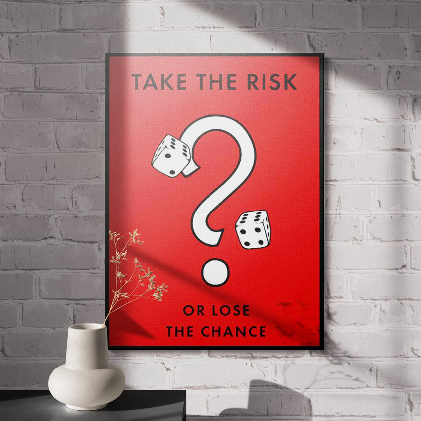 Discover Monopoly Card Canvas Art, Monopoly Take the Risk Card Office Inspirational Canvas Wall Art, MONOPOLY - TAKE THE RISK by Original Greattness™ Canvas Wall Art Print