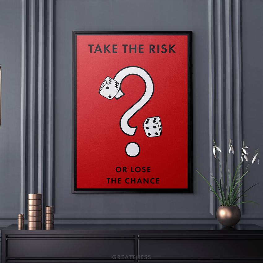 Discover Monopoly Card Canvas Art, Monopoly Take the Risk Card Office Inspirational Canvas Wall Art, MONOPOLY - TAKE THE RISK by Original Greattness™ Canvas Wall Art Print