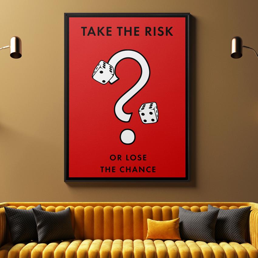 Discover Monopoly Card Canvas Art, Monopoly Take the Risk Card Office Inspirational Canvas Wall Art, MONOPOLY - TAKE THE RISK by Original Greattness™ Canvas Wall Art Print