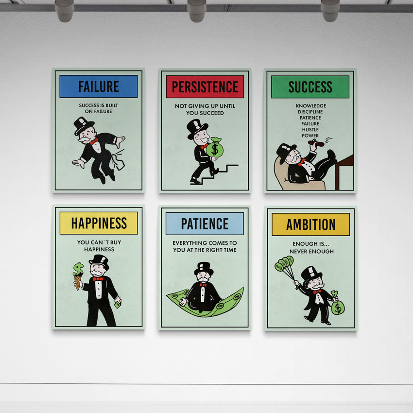 Discover Monopoly Card Canvas Art, The Full Properties Bundle | Motivational Set of 6 Art Pieces, THE FULL PROPERTIES BUNDLE by Original Greattness™ Canvas Wall Art Print